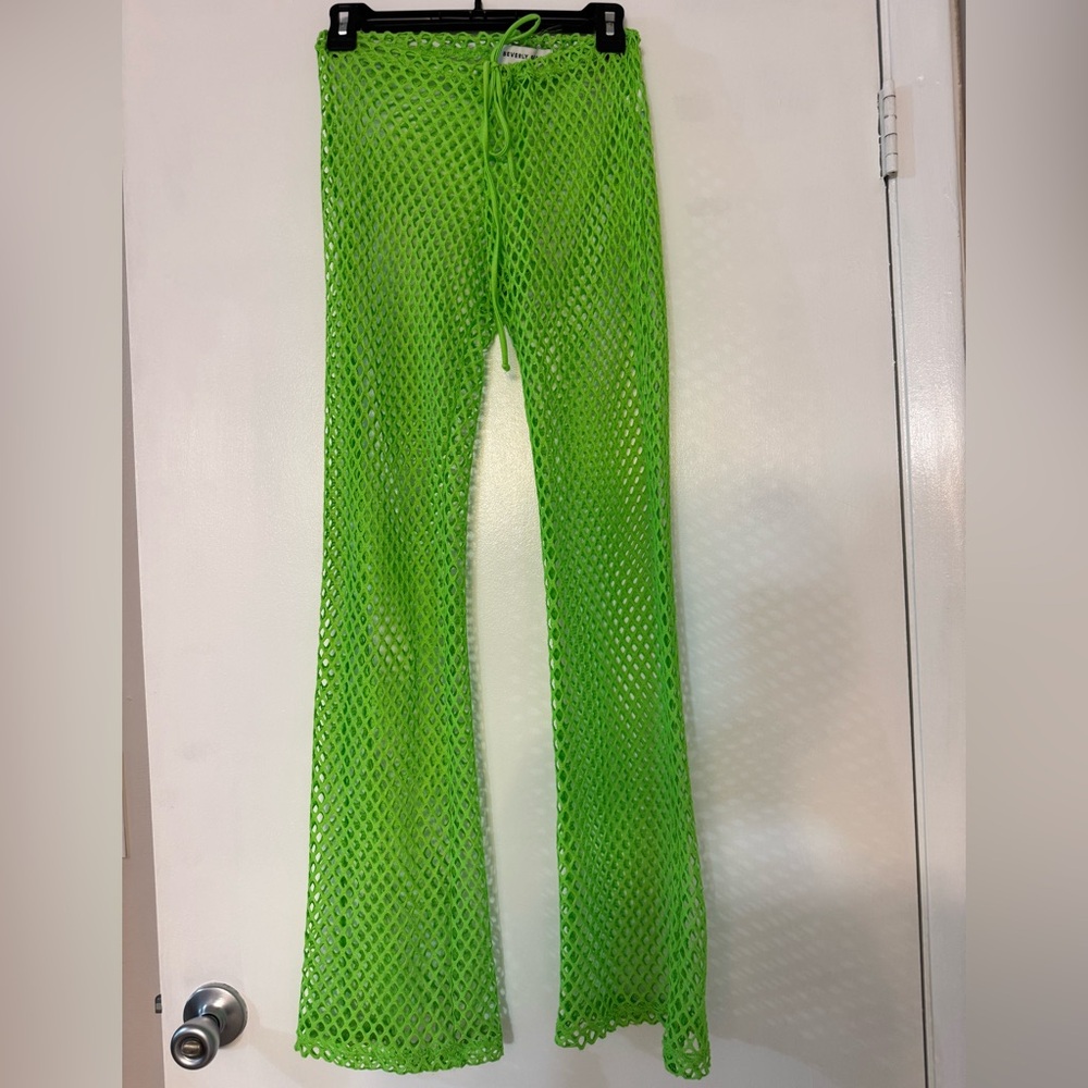 Vibrant Green Mesh Two-Piece Set bathing suit cover up! - Picture 2 of 3